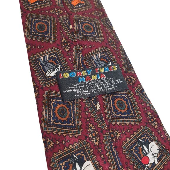 Looney Tunes Warner Bros Silk Tie Sylvester Marvin Daffy Tweety Cartoon Men Gift - Picture 5 of 6